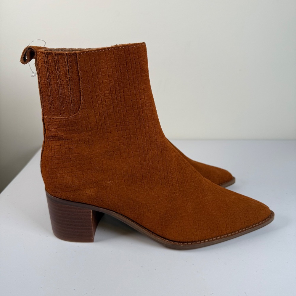 NWOT Kelsi‎ Dagger Brooklyn Milly Booties Ankle Boots 8 Cognac Suede Pointed Toe - Picture 8 of 10